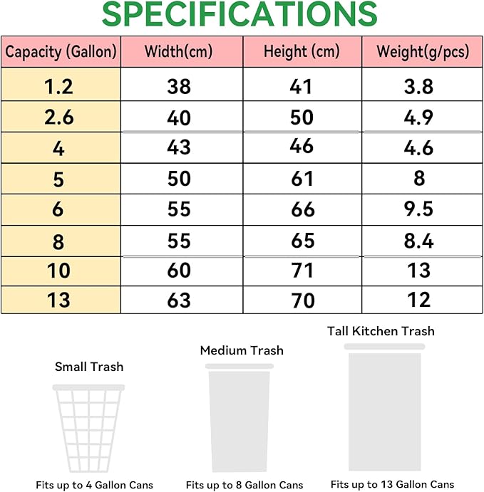 4 Gallon Trash Bags Drawstring, 4 Gal Small Garbage Bags