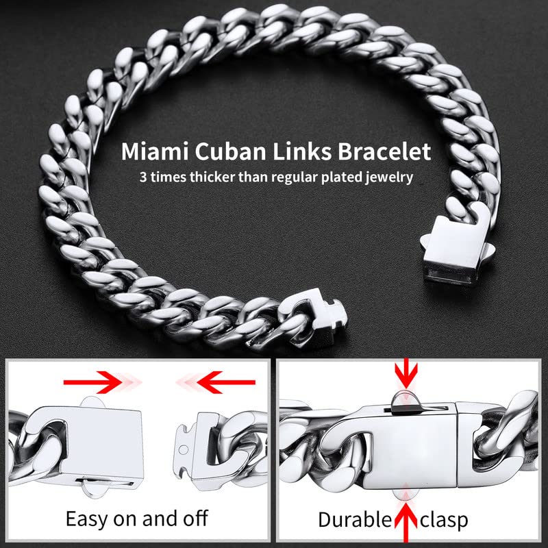ChainsHouse Hip Hop Cuban Bracelet for Men 9mm 21cm 316L Stainless Steel Wrist Bracelet Man Bangle