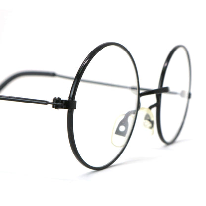 Skeleteen Round Wizard Costume Glasses - Black Metal Frame Circular Costume Eyeglasses - 1 Pair