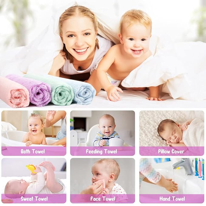 Orighty Baby Washcloths 24-Pack, Microfiber Coral Fleece Baby Towels, Super