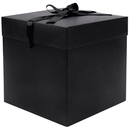 Elephant-package Medium Gift Box with Lids, Ribbon and Paper Filler, for Men Women Birthdays, Father's Day, Bridal Showers, Weddings, Baby Showers - Collapsible, 8.7", 1 Pack, Black