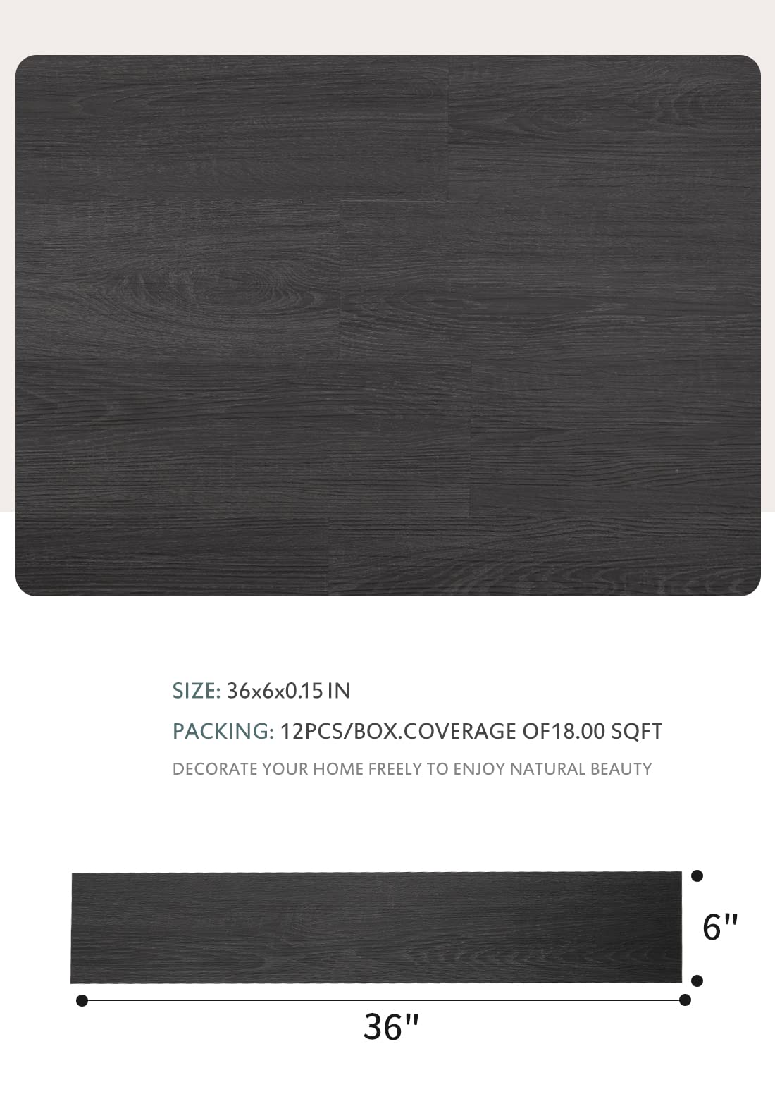 SINGULARWOOD Vinyl Wall Planks,Self-Adhesive Vinyl Panels for Walls,Peel and Stick Easy Installation (12 pcs/18 Sq Ft/Box),Ebony-Black