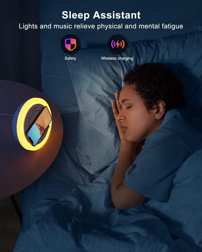 Swarmir Bluetooth Speaker Night Lights, Wireless Charging Kids Speaker, Color Changing Modern Bluetooth Lamp,Teenage Boys Girls Gifts Ideas