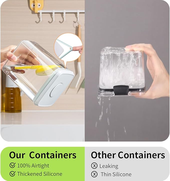 Pop Food Storage Containers Set, One Button Opening BPA-Free Food Containers