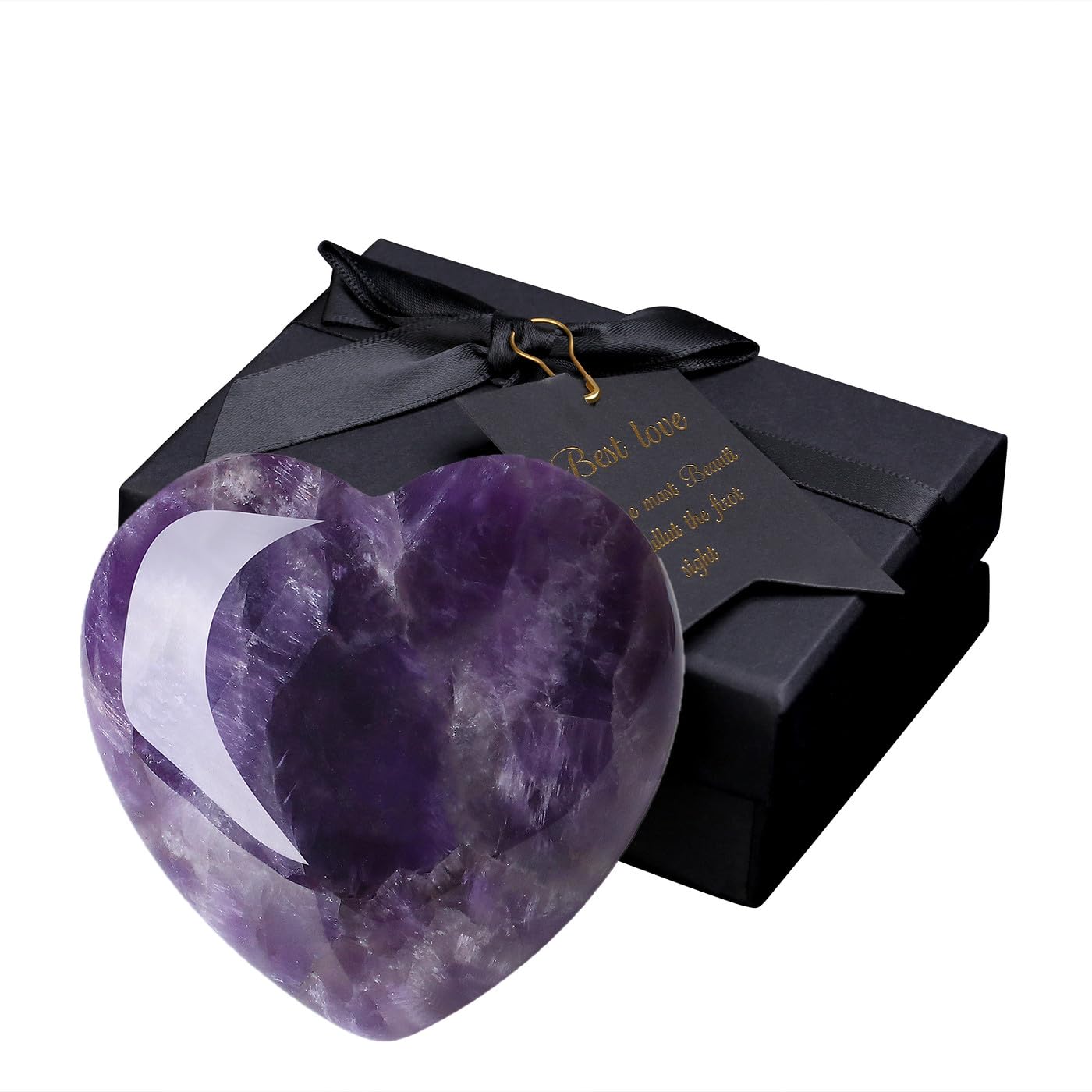 MAIBAOTA 60 mm Amethyst Crystal Rock Large Heart Stone Healing Crystals Gifts for Women Natural Reiki Gemstone Polished Heart Shaped Rocks Meditation