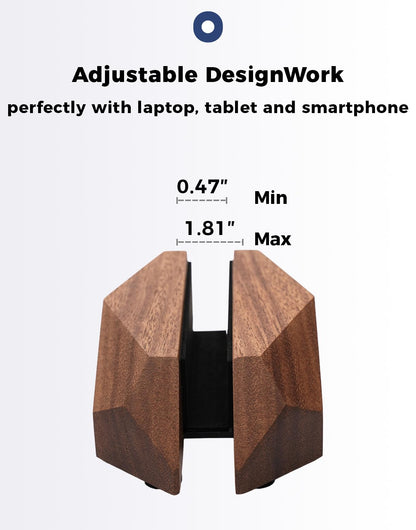Nuvograin Adjustable Vertical Laptop Stand, MacBook Holder with Wood, Wooden Laptop Stand, Vertical Laptop Holder for Desk, Width Adjustable Dock Fits All MacBook/Surface Pro