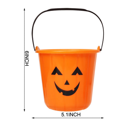 Triumpeek Halloween Pumpkin Trick Treat Buckets, 12 pcs Halloween Jack O Lantern Pails, Trick or Treat Bucket, Portable Plastic Candy Pumpkin Pails