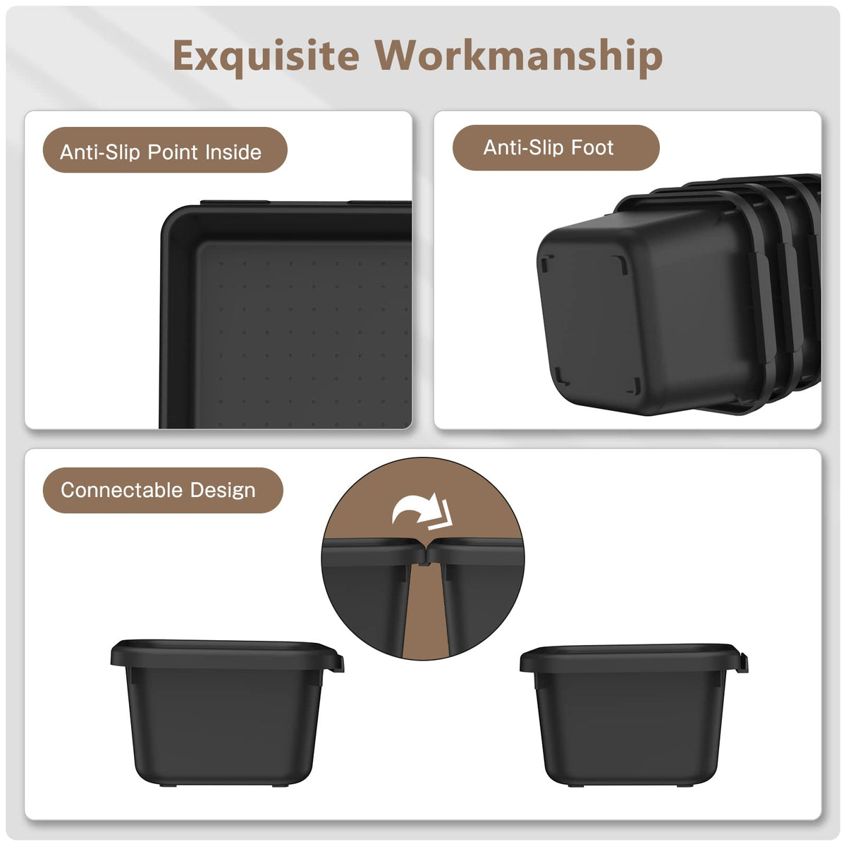 A-LuGei 【𝟰𝟲𝗣𝗖𝗦 & 5 Size】 Tool Box Organizer Tray Divider Set, 【Black】 Bathroom Drawer Organizer Bin, Garage Organization and Storage Toolbox Rolling Tool Chest Cart Cabinet WorkBench Small Part