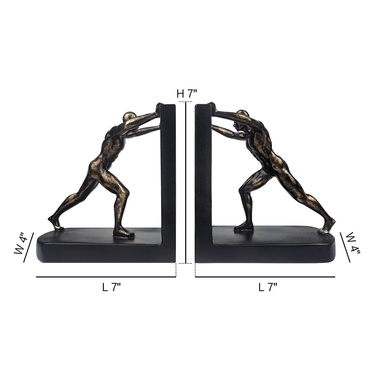 LIFFY Man Decorative Book Ends,7" Resin Non Skid Bookends for Heavy Books,Bookends for Shelves Decorative,Creative Shelf Decorations to Hold Books for Bookshelf,Home,Office,Study