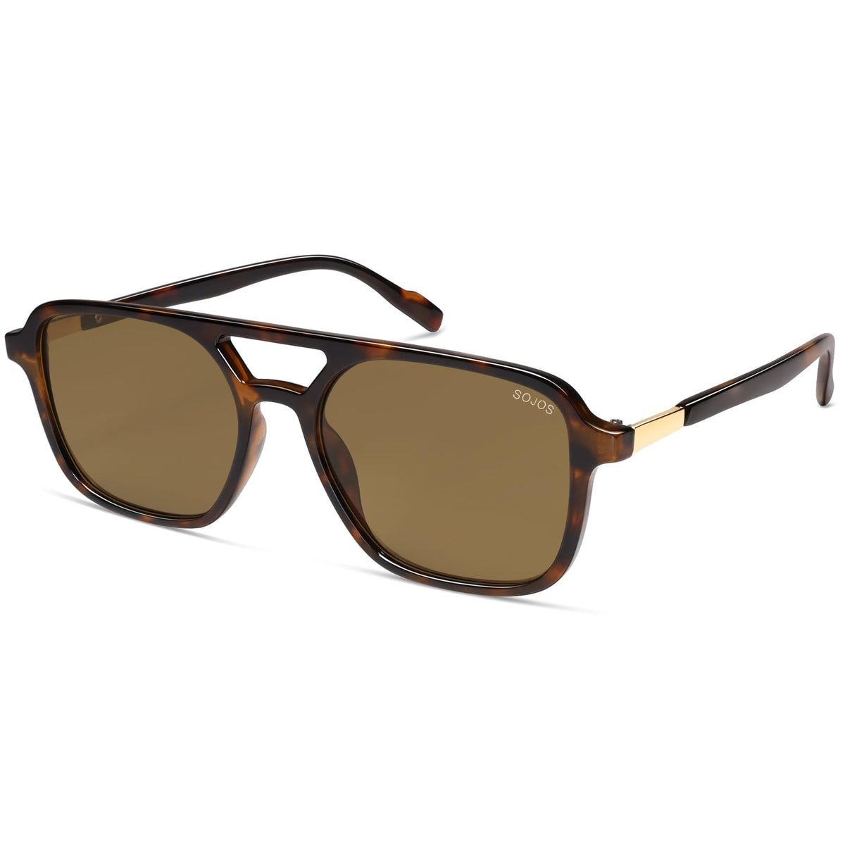 SOJOS Retro Aviator Sunglasses for Women Men,Trendy Rectangle Womens Mens Shades Sun Glasses SJ2202 Coffee Tortoise Frame Coffee Lens