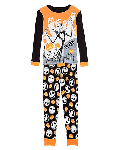 Disney Unisex Child Mickey Mouse | Minnie 2-piece Snug-fit Cotton Pajama Set, Beware Jack, 8 US