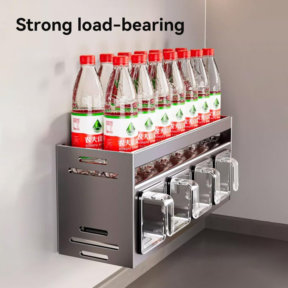 ANQIA Kitchen Spice Rack Wall Mount Hanging Seasoning Box Over Stove Hanging Shelf Seasoning Jar Organizer for Sugar Salt Pepper (4 Box)