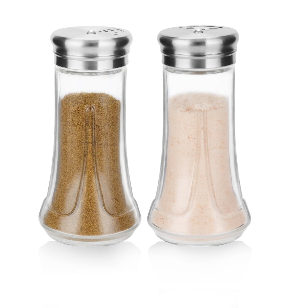 Glass Salt and Pepper Shakers Set by Neodaco, 4 OZ Salt Shaker with Stainless Steel Lid, Modern Kitchen Decor for Home, Restaurant