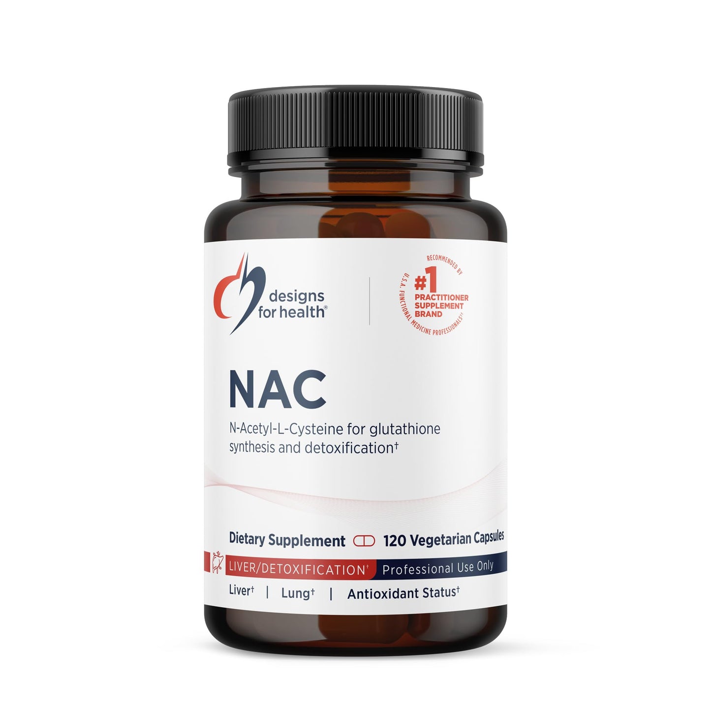 Designs for Health NAC - 900mg N-Acetyl-L-Cysteine, Antioxidant Glutathione Precursor - Detox + Workout Recovery Support - Non-GMO + Gluten Free Supplement (120 Capsules)