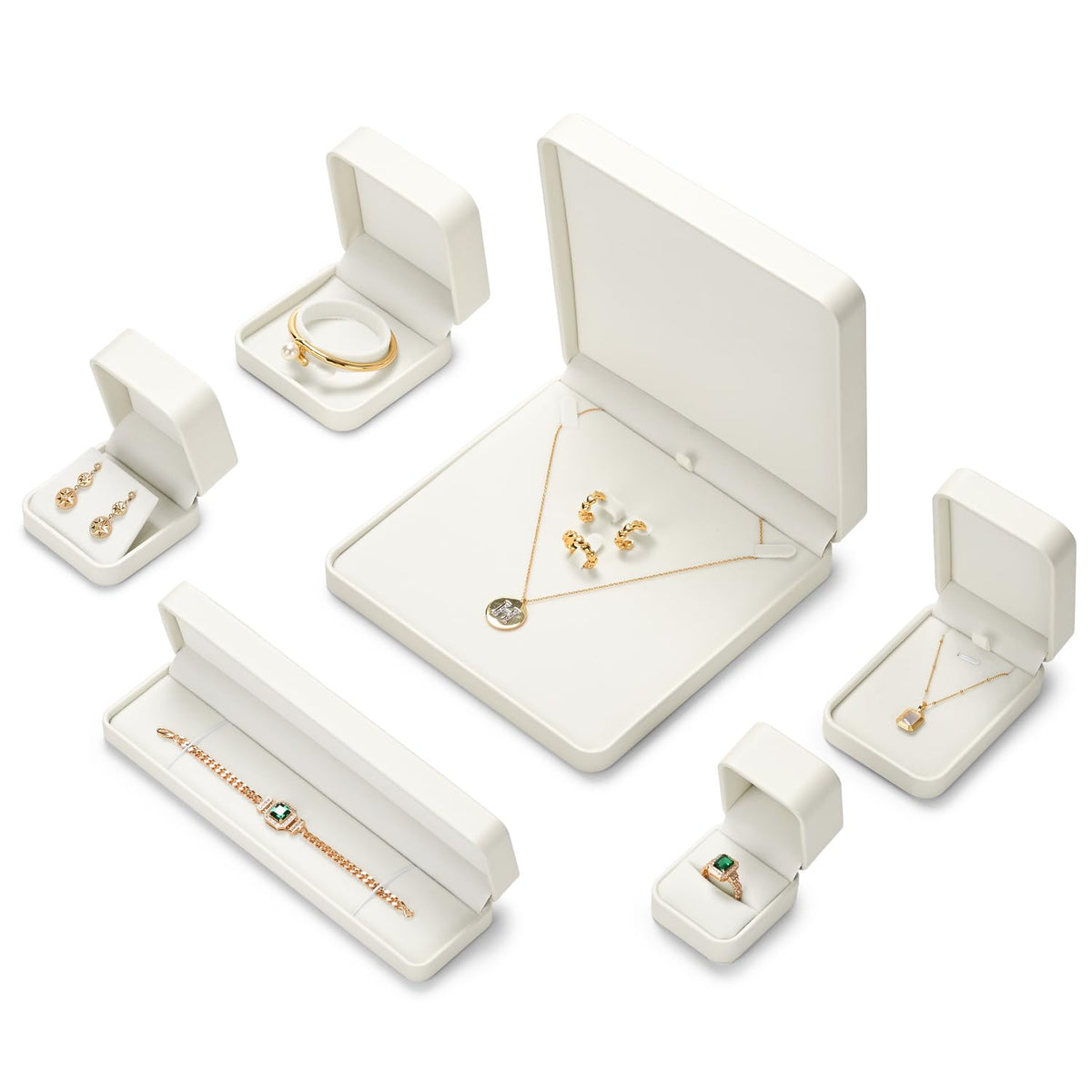 Papten PU Leather Necklace Box Velvet Interior Necklace Gift Box Pendant jewelry Case Display Storage Case for Anniversary Wedding Birthday Mother's Day (White)