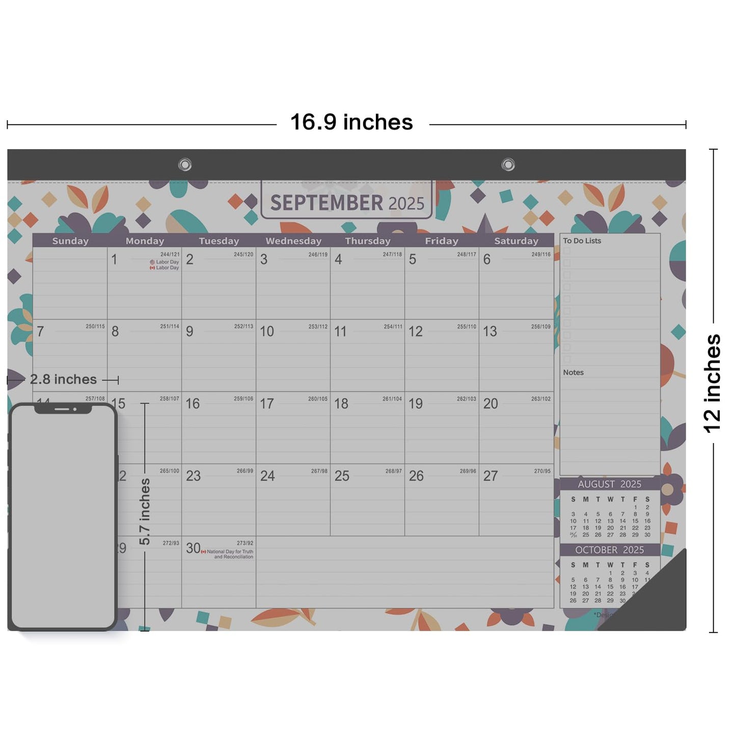 MOKANI Desk Calendar 2025-2026, Large Monthly Wall Calendar from Jul.2025 to Dec.2026 with Plastic Cover: 17"x12", 18 Months Academic Year Desk Pad with Planner Stickers