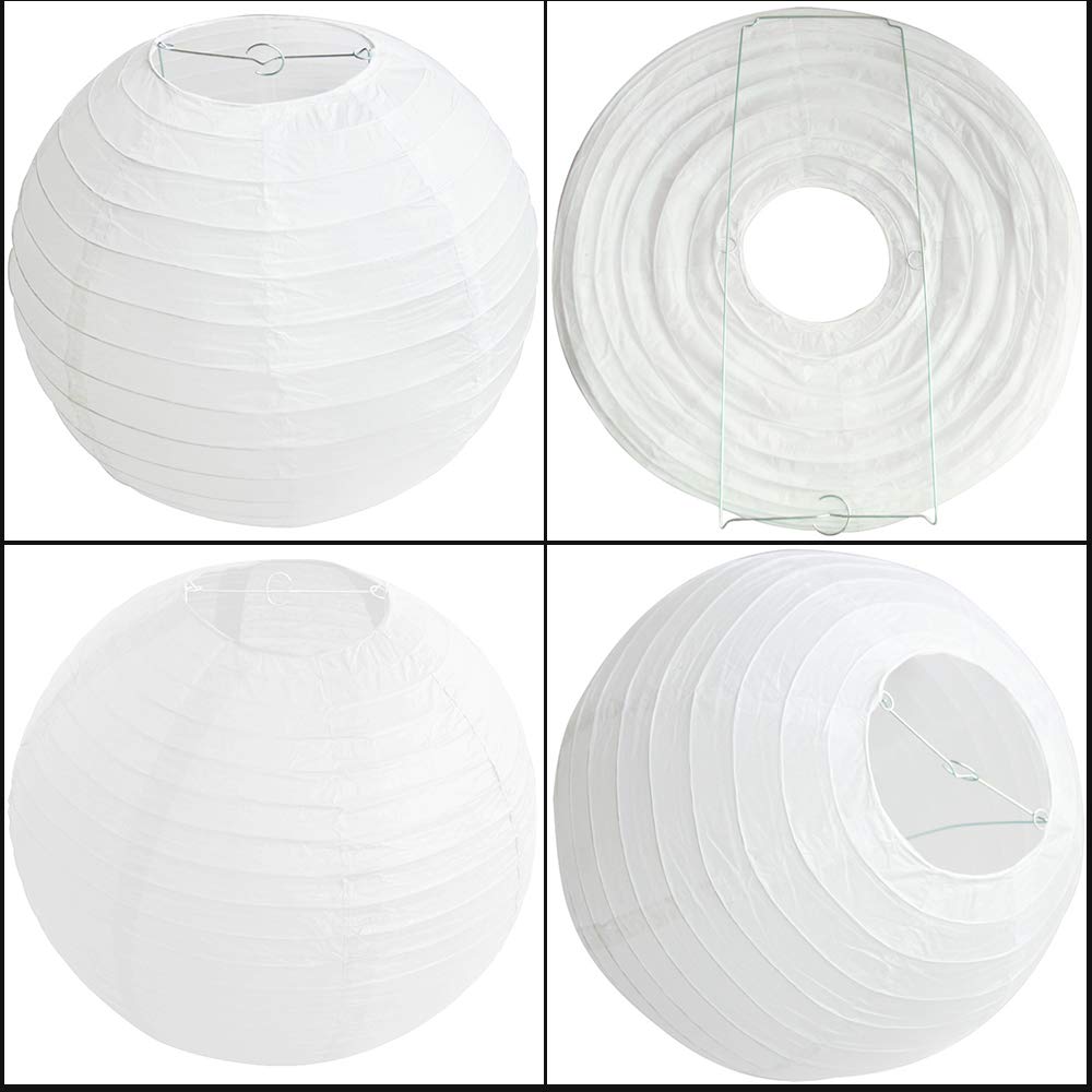 Time to Sparkle Tissue Paper Round Lanterns LampShade Lamp Shade Wedding Birthday Party Decoration | White, 30"(75cm) |