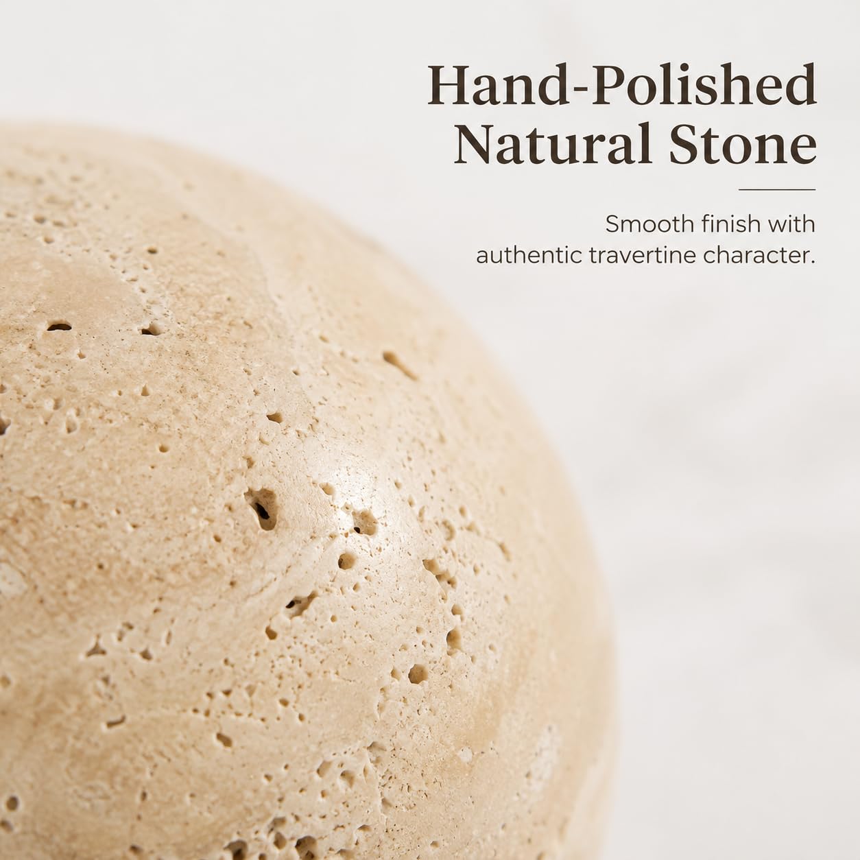 Artisanal Abode Natural Travertine Decorative Sphere, 3.94 Inch Stone Ball Decor, Hand-Polished Beige Orb Accent for Coffee Table, Shelf, Dresser and Living Room