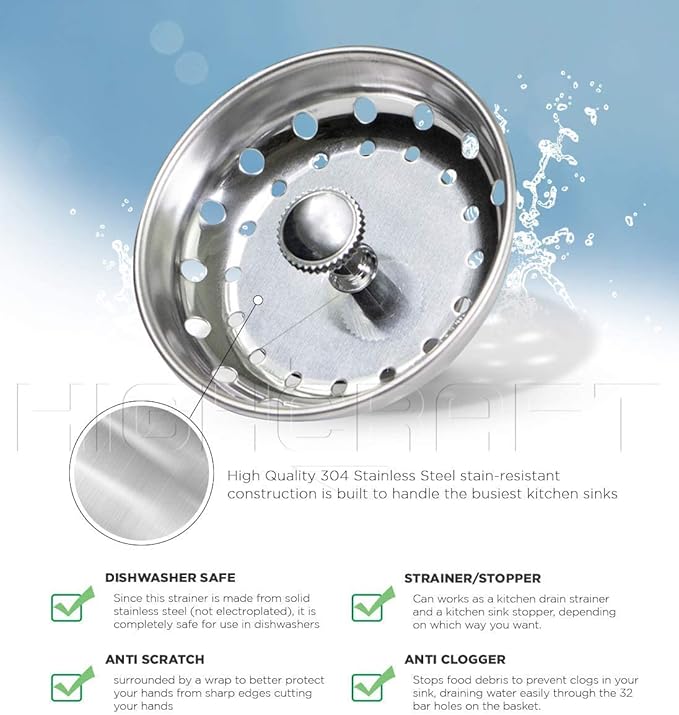 Highcraft FAUC97333-2 Kitchen Sink Basket Strainer Replacement