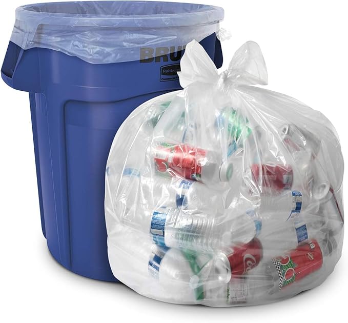 Aluf Plastics 55-60 Gallon 1.5 MIL Clear Garbage Bags