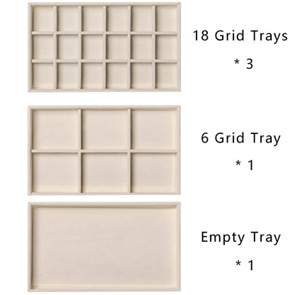 Frebeauty Acrylic Jewelry Organizer Earring Organizer Box with 5 Drawers Earring Holder Organizer with Velvet Trays Clear Jewelry Box for Women Earring Display for Rings Studs(Beige)
