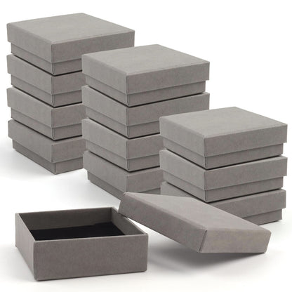 Coobbar Gift Box Necklace Earring Ring Box Gift Box,12 Pieces Square Cardboard Jewelry Gift Boxes,Cotton Filled Cardboard Paper Jewelry Box Gift Case (3.5x3.5x1.25 Inches) (Gray)