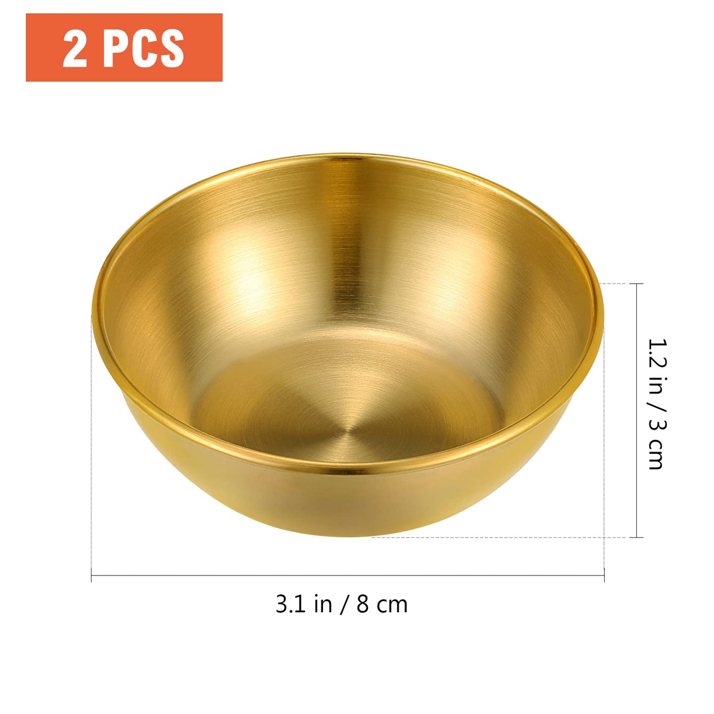 20pcs Golden Stainless Steel Sauce Dishes - Round Dipping Bowls for Condiments Seasoning Appetizers Stackable Mini Saucers for Kitchen Restaurant Sushi Restaurant 3.14 Inch