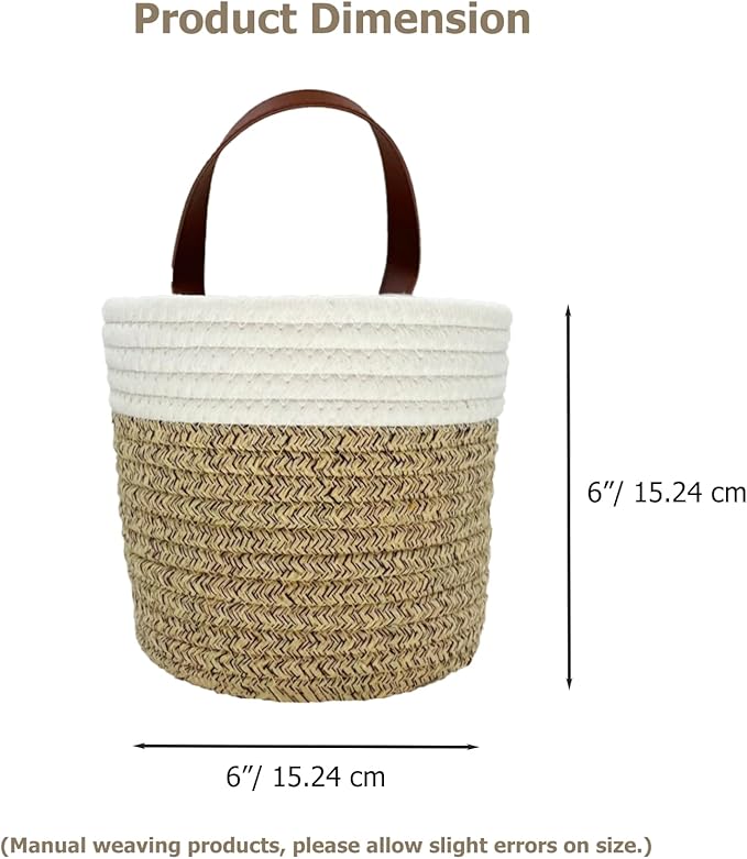 Cotton Rope Hanging Baskets for Organizing 2 Pcs Round Small Wall Basket