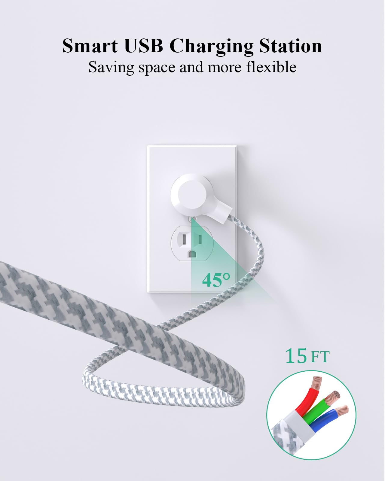 2 Pack Power Strip, 12FT Long Extension Cord, Surge Protector with 6 Outlets and 4 USB Ports (2 USB C), Flat Plug Overload Protection, Extension Cord 10+ ft, Wall Mount for Home Office Dorm College