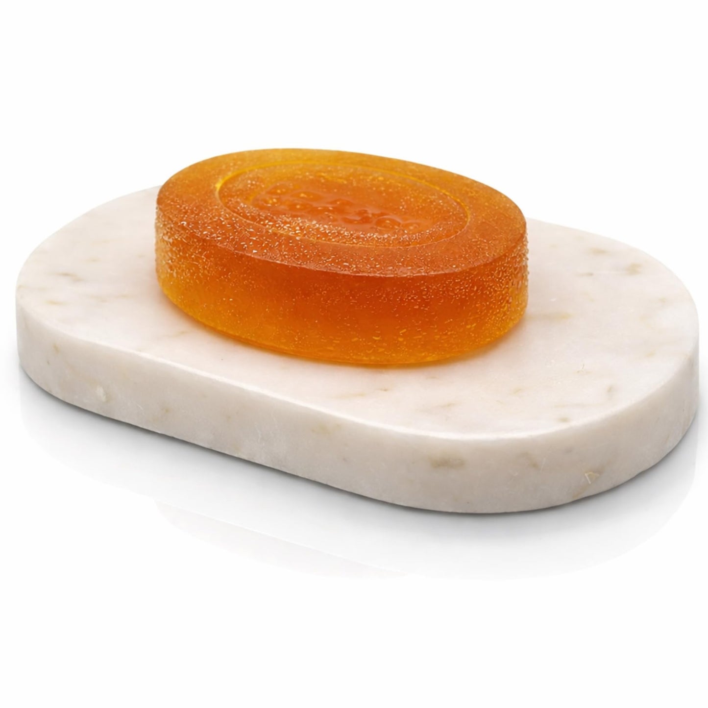 KC KULLICRAFT Marble Soap Dish Draining, Soap Dish for Shower, Bathroom, Sink Bath tub Dish, Soap Bar Holder, Soap Case, Holder for Sponges Hand Soap - Solid Oval Polished White
