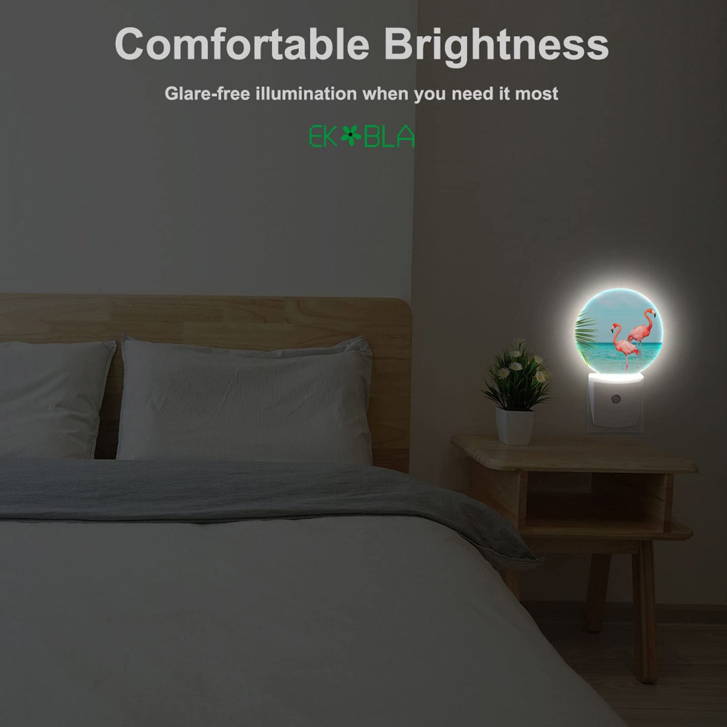 EKOBLA Meditation Plug-in Night Light, Bamboo & Zen Stone Oriental LED Nightlight with Auto On/Off