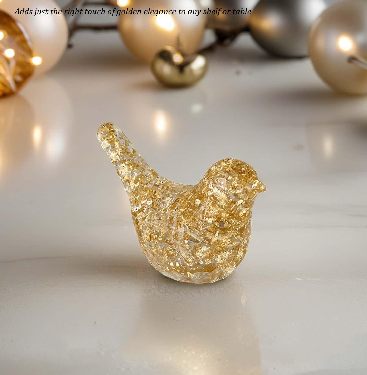 JWT Astyle Goldfoil Glitter Bird Figurines Staue Minimalist Home Decor Accents,Hammered Sculpture Gifts for Bird Lovers,Knick Knacks for Shelves Bookshelf Office