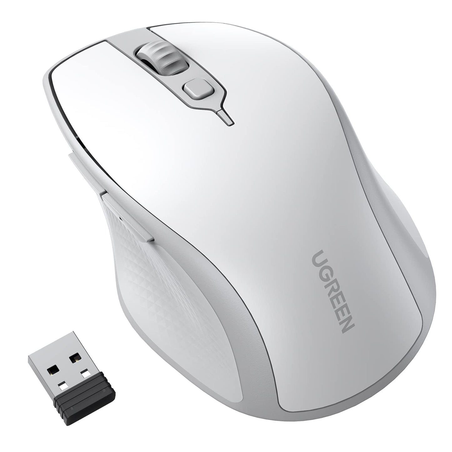 UGREEN Wireless Ergonomic Bluetooth 5.0 Mouse for Laptop, 2.4G Cordless Mouse with USB Receiver, 1000/1600/2000/4000 DPI, 5 Buttons Silent Mice for MacBook, PC, Desktop, Chromebook, Black