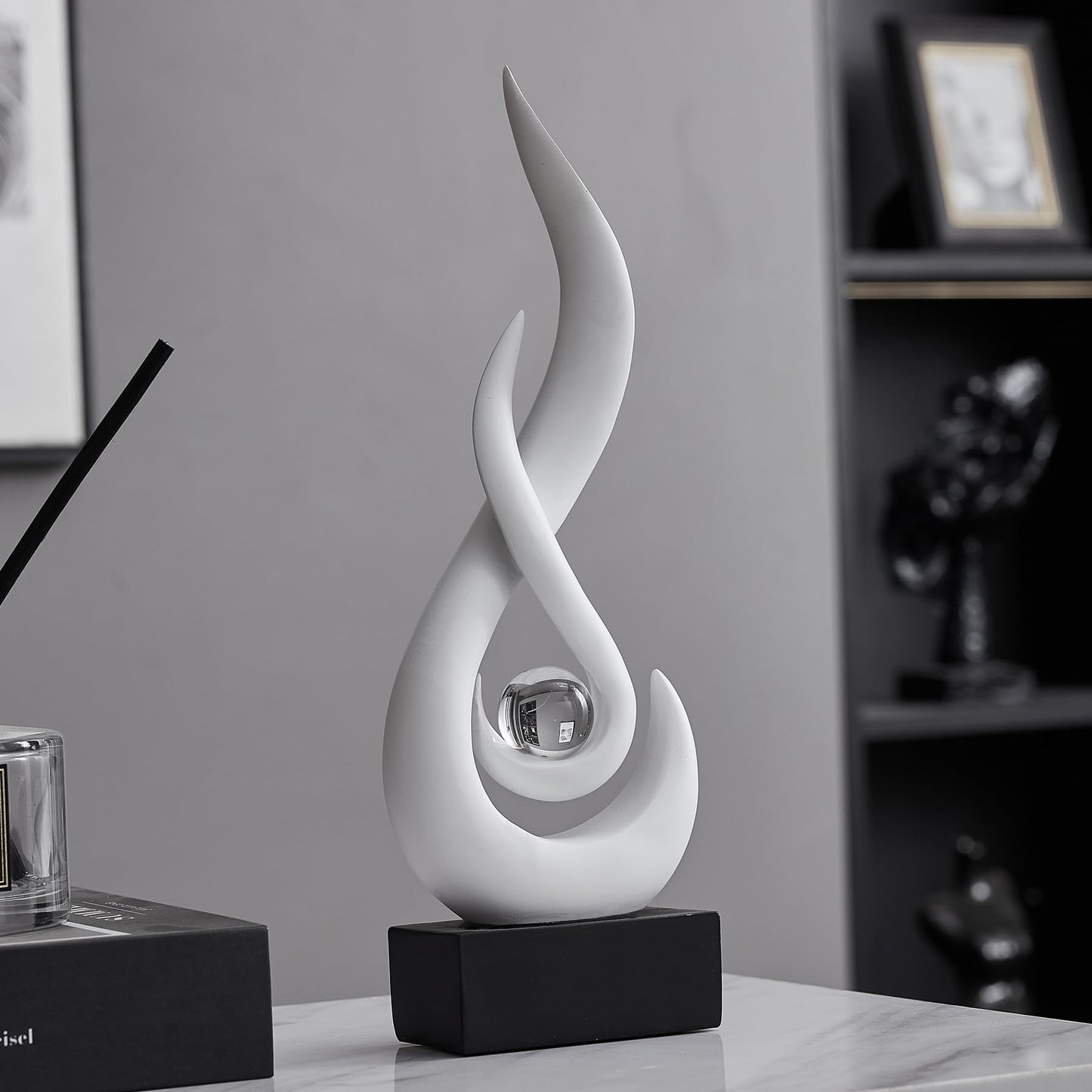 XGZY Flame Sculpture: Resin Flame Shaped Art Decoration, Decor for Home, Wine Rack, Office, Bookshelf (White)
