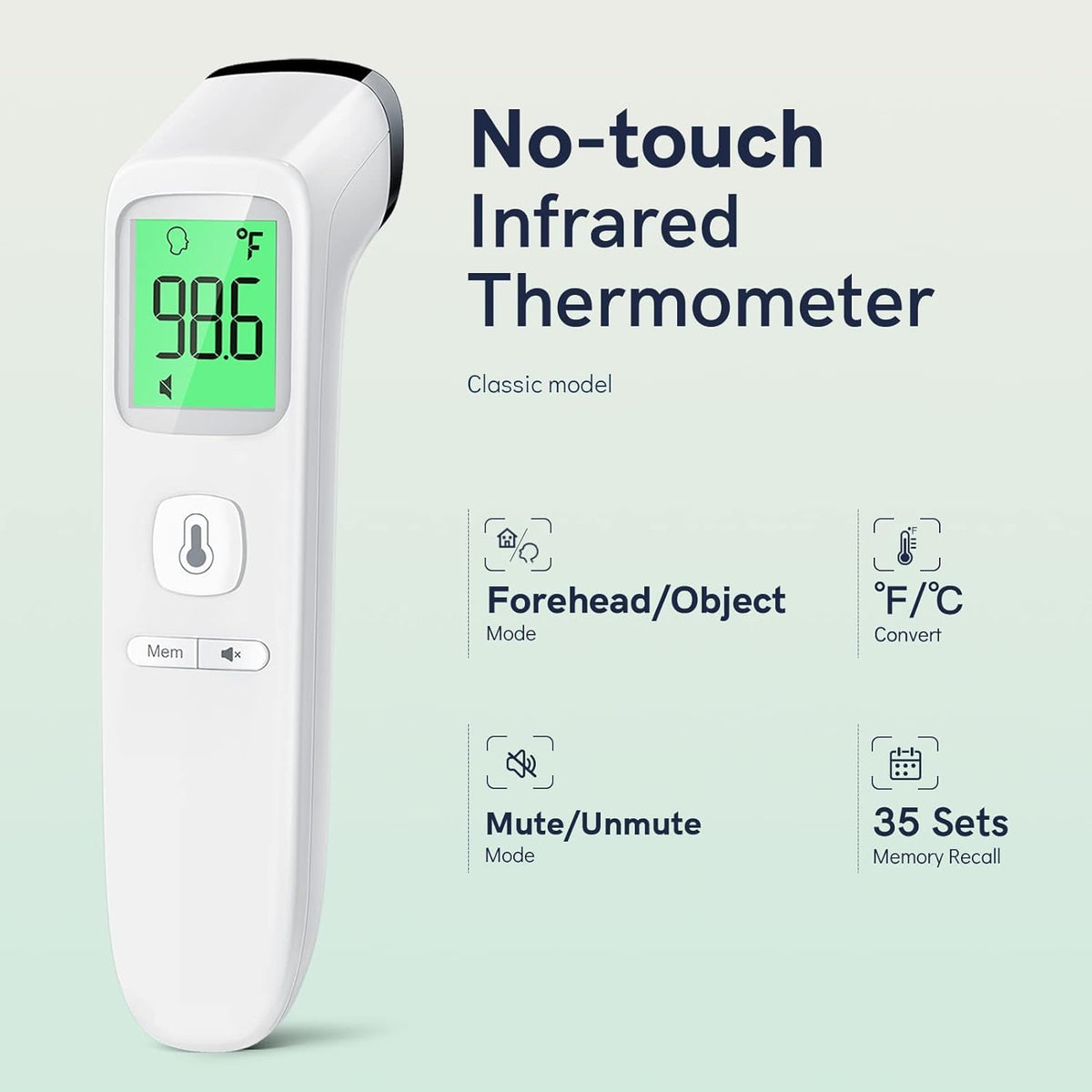 Viproud Digital Thermometer for Adults and Kids, Forehead No-Touch Thermometer with Fever Alarm, Accurate and Easy-to-use Thermometer for Home use