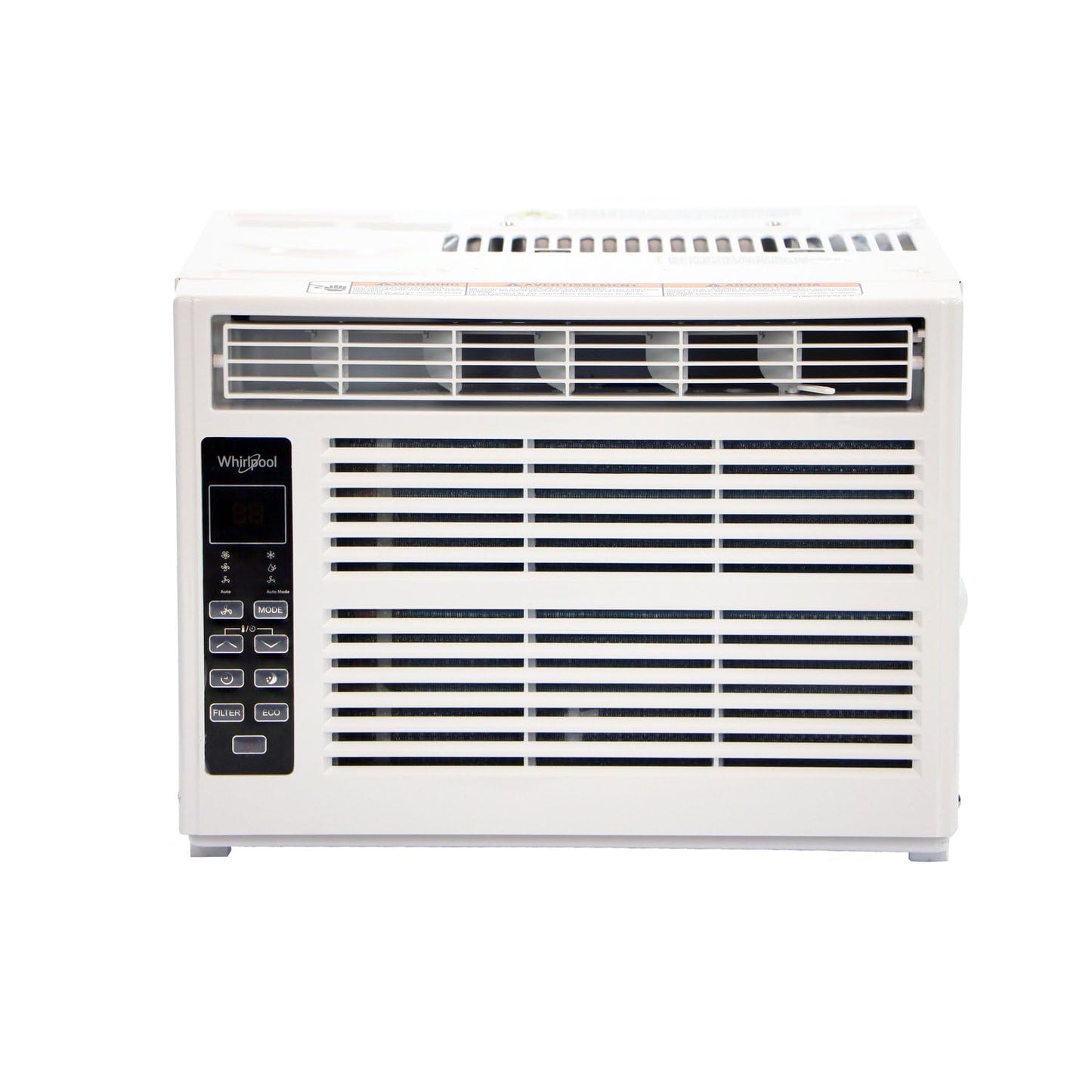 Whirlpool 8,000 BTU Window Air Conditioner with Dehumidifier, 115V, Window AC for Rooms up to 350 Sq. Ft., Living Room, Bedroom, or Apartment, with 3 Speeds, Remote Control, and 24H Timer, White