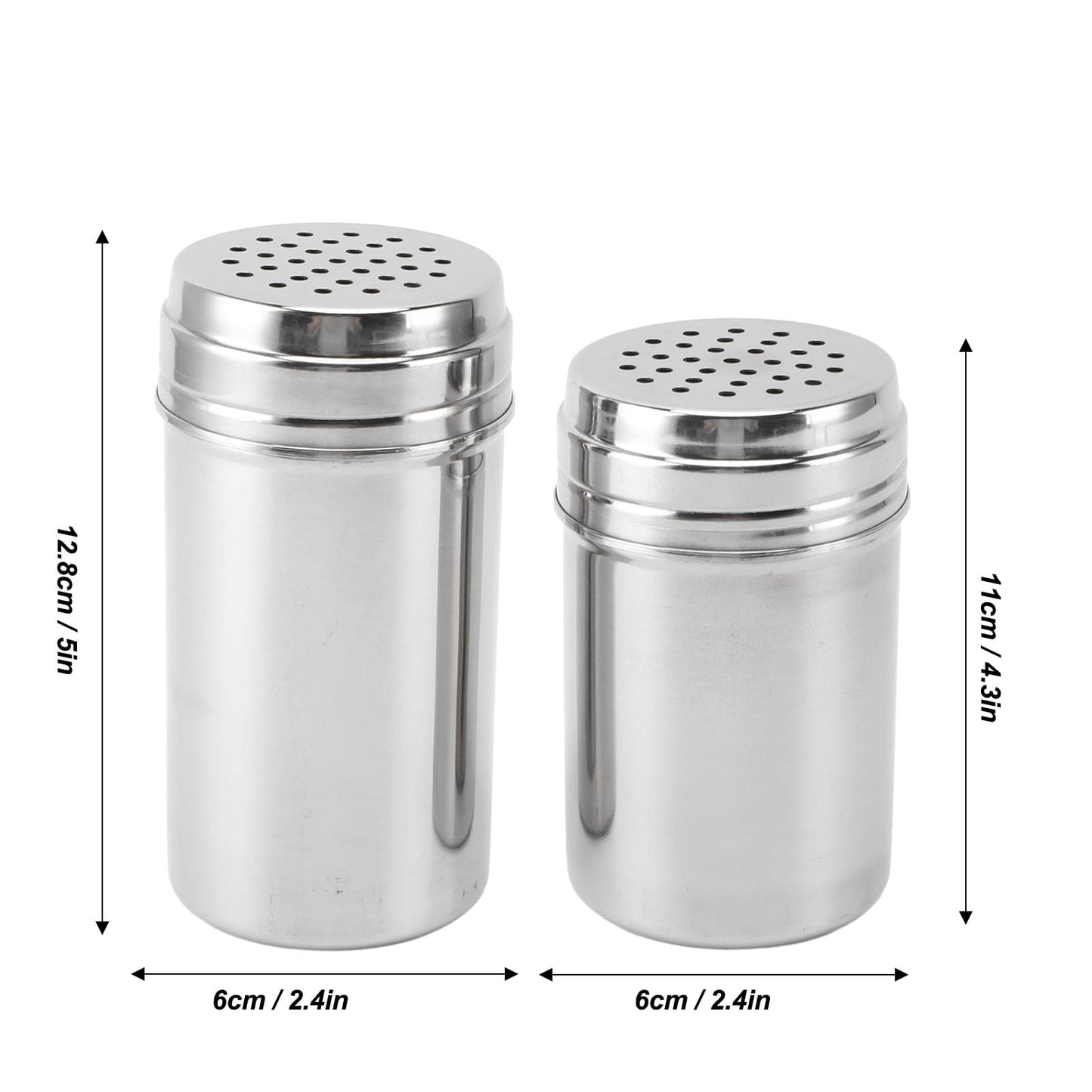 Condiment Shaker, 2PCS 304 Stainless Steel Adjustable Pour Holes Seasoning Dispenser Container Restaurant Organizing Cup for Kitchen Barbecue Camping (Type 2)
