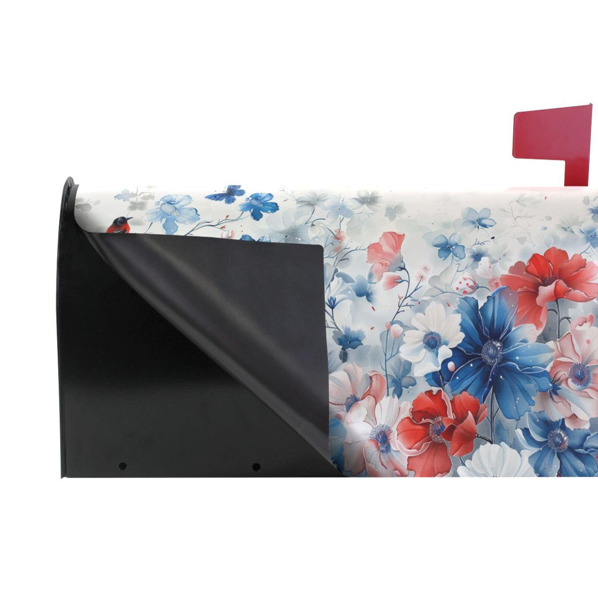 ALAZA Patriotic Blue Red White Flowers Magnetic Mailbox Cover MailWraps Garden Yard Home Decor for Outside Standard Size-18"x 20.8"…