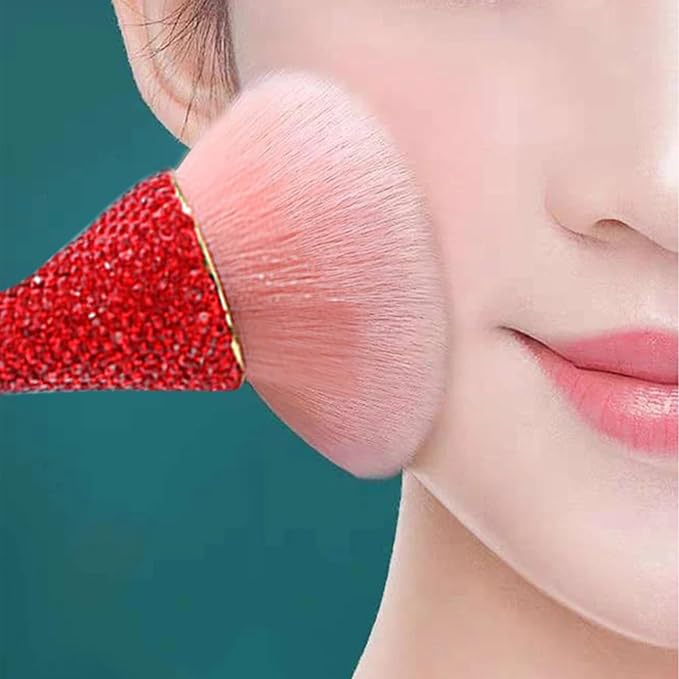 WOKOTO 1pcs Red Rhinestone Nail Dust Brushes
