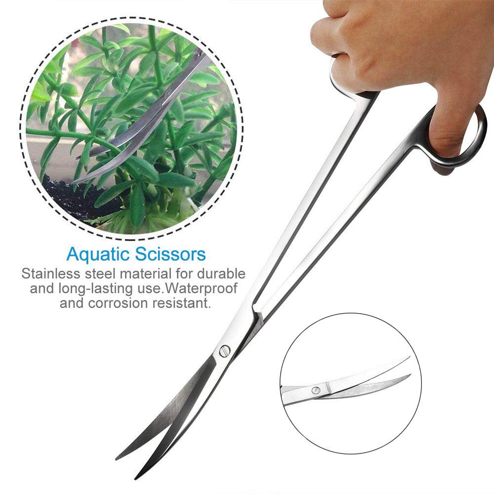 Aquarium Tools, Stainless Steel Aquascaping Tools- 4 in 1 Aquatic Plants Tweezers Scissors Spatula Cleaning Tool Set for Fish Starter Kits & Aquariums Tank Plants Kit