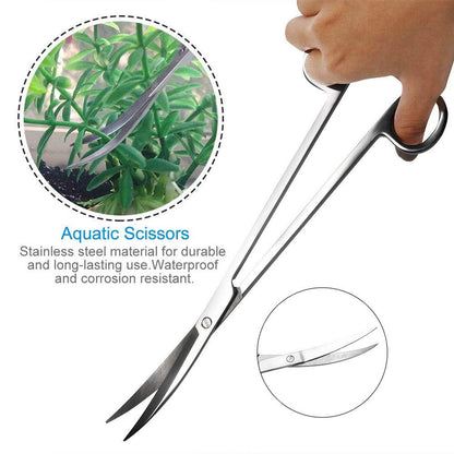Aquarium Tools, Stainless Steel Aquascaping Tools- 4 in 1 Aquatic Plants Tweezers Scissors Spatula Cleaning Tool Set for Fish Starter Kits & Aquariums Tank Plants Kit