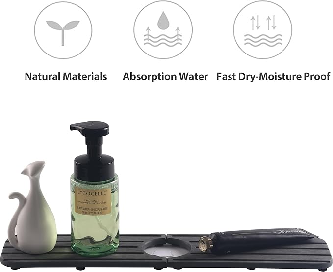 17inch x 4inch Kitchen Sink Faucet Mat, Water Absorbing Stone Faucet Splash