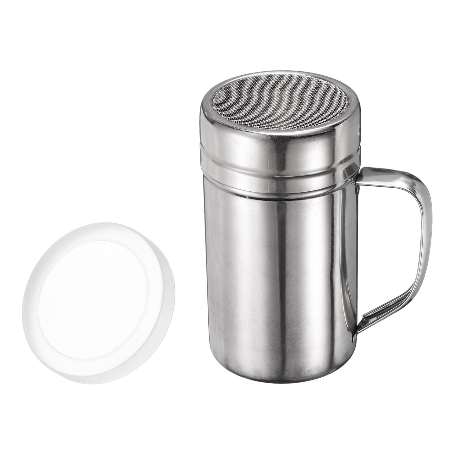 HARFINGTON Salt Dredge Shakers 14 Ounce Stainless Steel Spice Shakers with Handle and Lid for Salt Sugar Flour