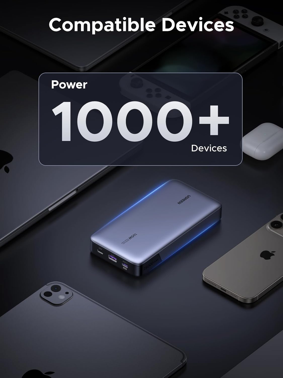 UGREEN Power Bank 25,000mAh 145W Laptop Portable Charger, Nexode 3-Port USB C PD Battery Pack, for MacBook Pro/Air, Dell XPS, iPhone 17/16/15/14, Galaxy S24, Steam Deck, iPad, and More
