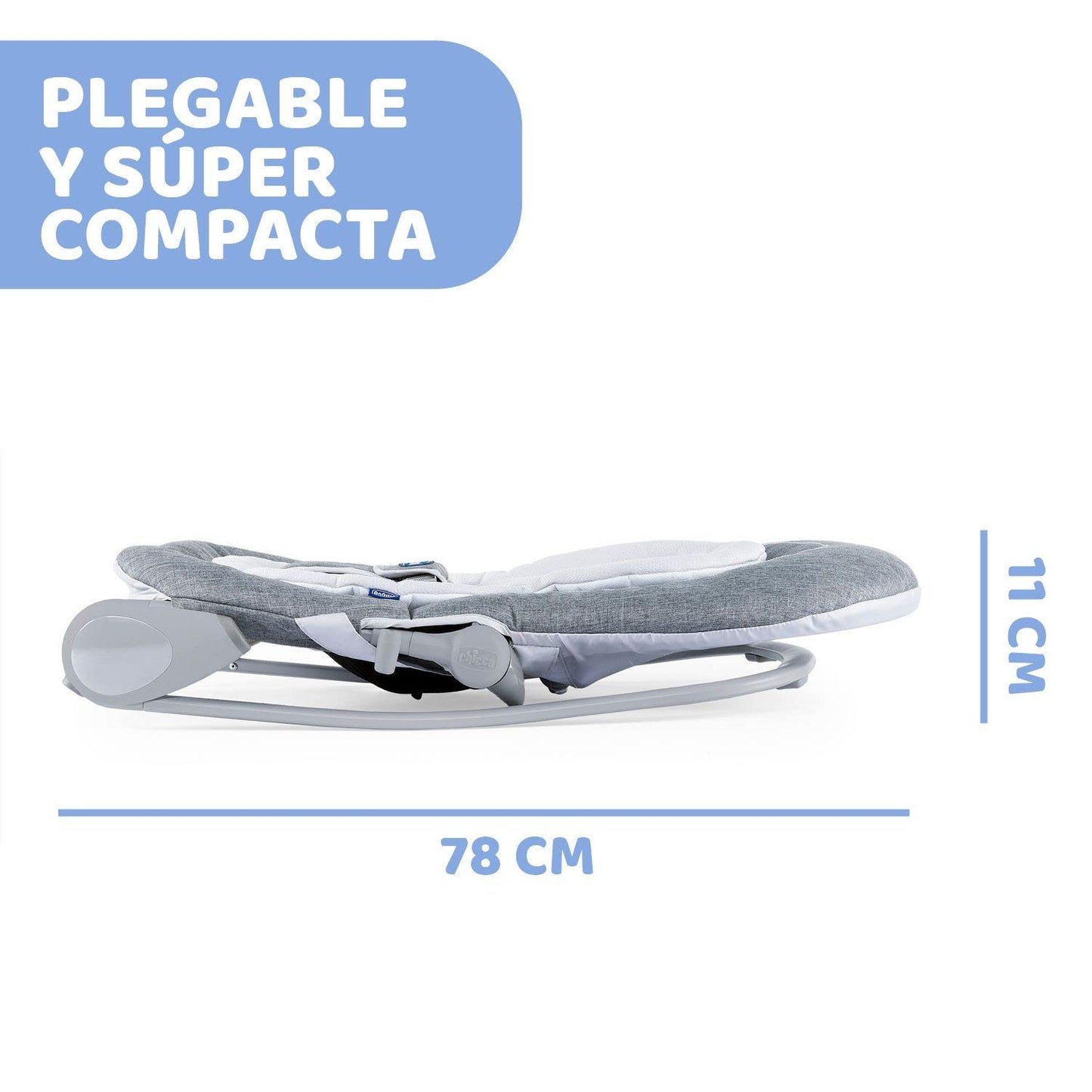 Chicco Hoopla Hammock with Play Bow Rocking System and Reducer 0-18kg Denim Grey (Titanium)