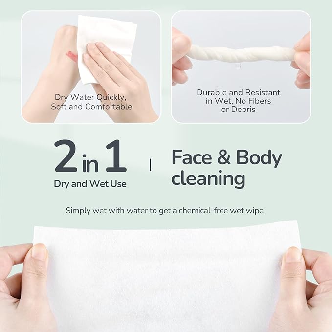 Disposable Face Towel 200 Cont, 7.9"X7.9"Clean Face Towelettes