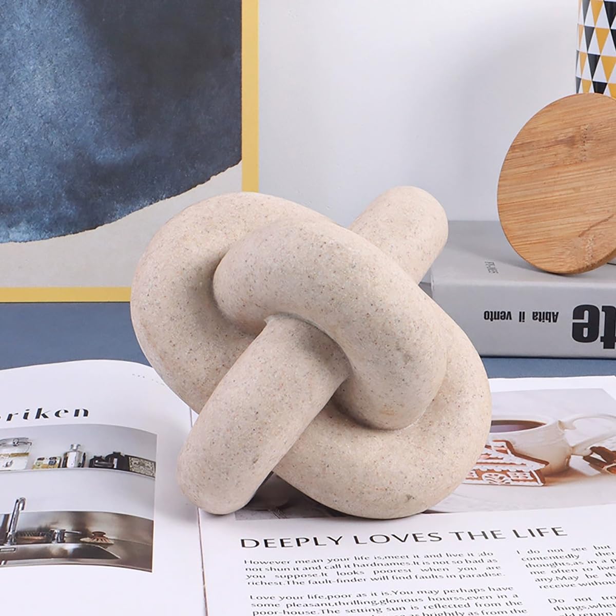 Semeid Handmade Sandstone Geometric Knot Sculpture Decor