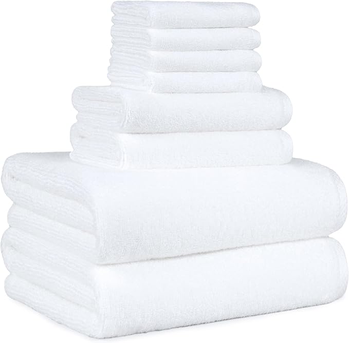 Amazon Basics 100% Cotton Lightweight Quick-Dry Bath Towel Set