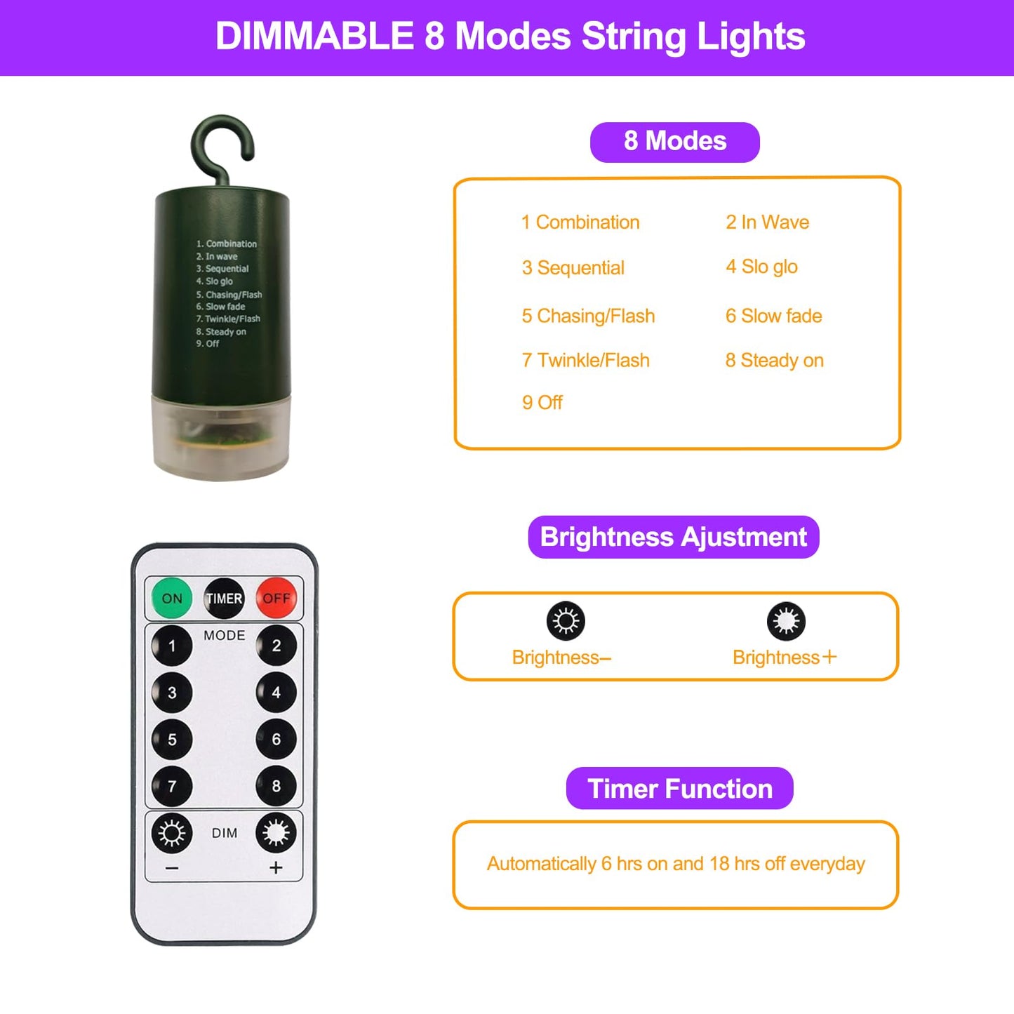 DealBeta Purple Orange Curtain Lights Battery Operated Halloween 300 LED Hanging Curtain Lights with Remote 8 Modes Timer for Wedding Halloween Party Decór (9.8ft×9.8ft)