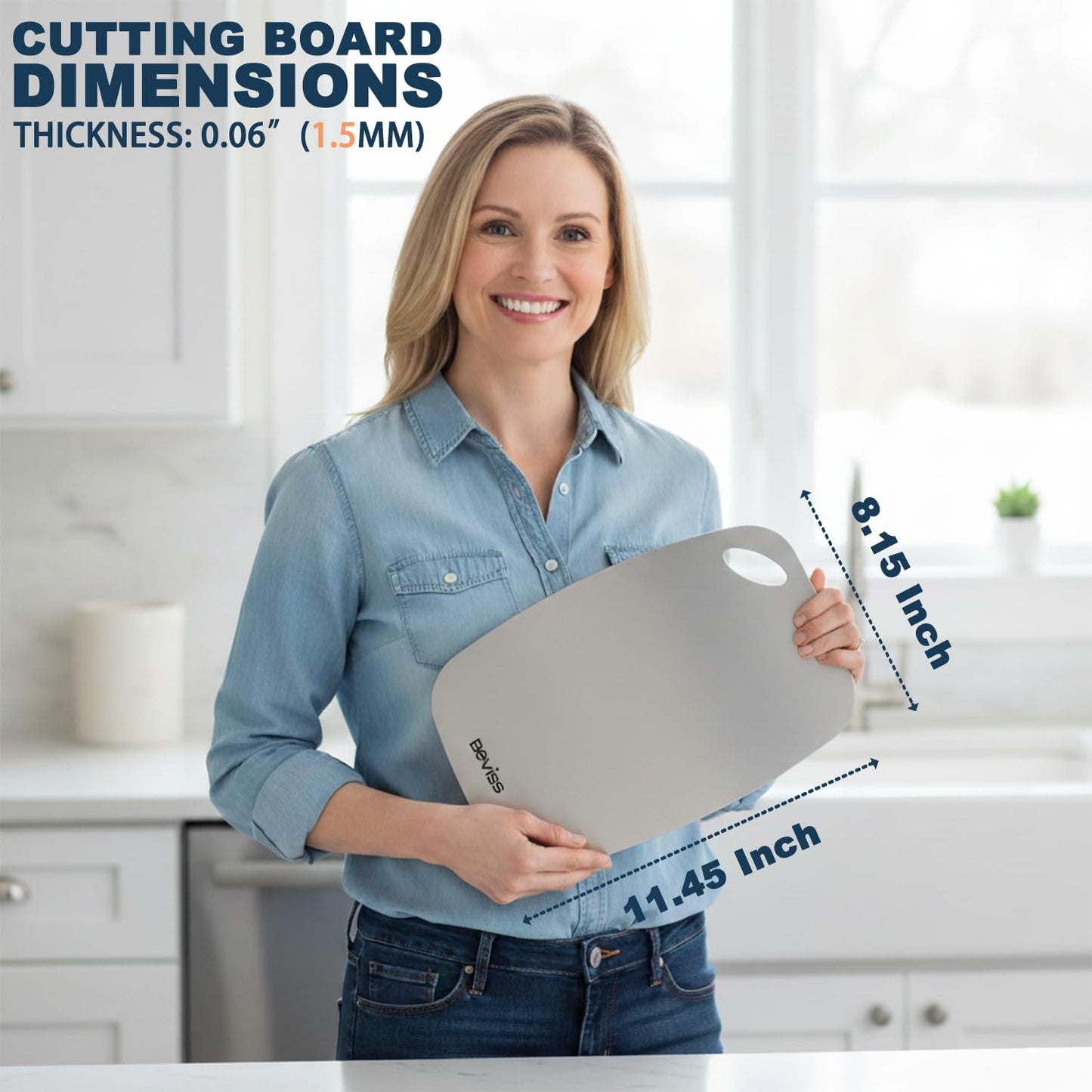 Beviss Real 99.85% Pure Titanium Cutting Board Non-Toxic 11.45" x 8.15"- BPA Free, Lightweight & Durable Kitchen Chopping Board for Meat, Vegetables, Fruits, Suitable for Outdoor Carrying
